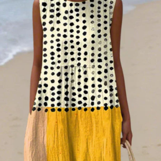 Womens Sleeveless Casual Printed Elegant Long Dress