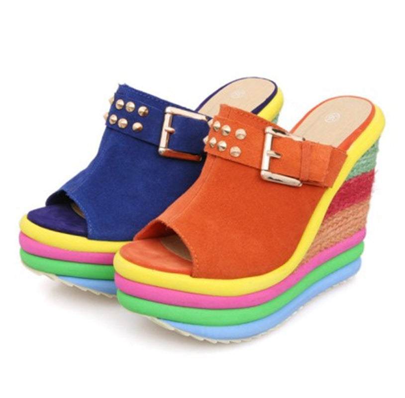 High heeled shoes