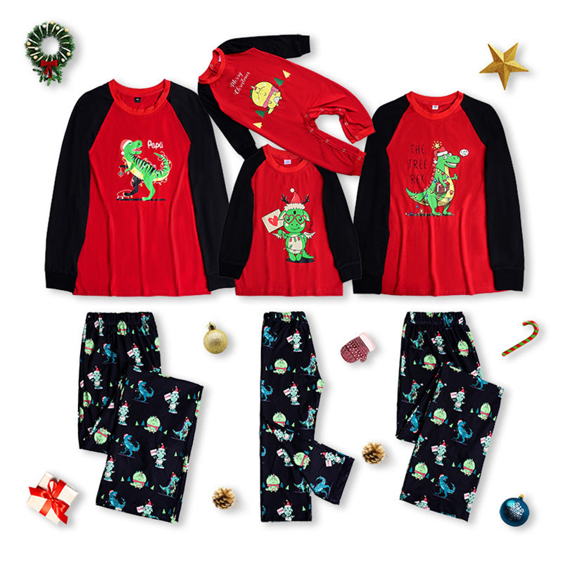Fashion Printed Family European And American Pajamas Set Family Wear