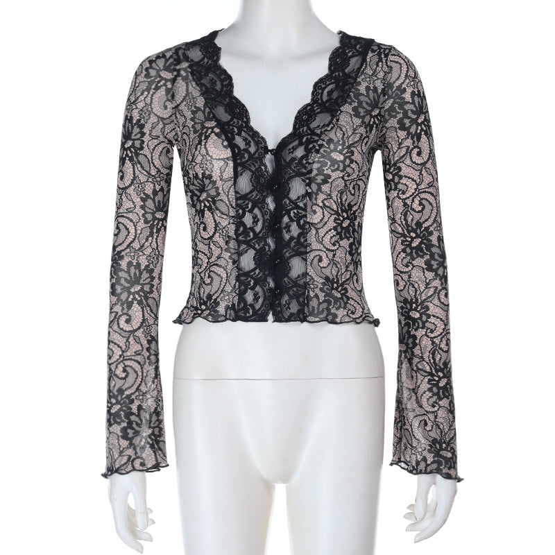 Sexy Fashionable Lace Slim-fit Long Sleeve For Women