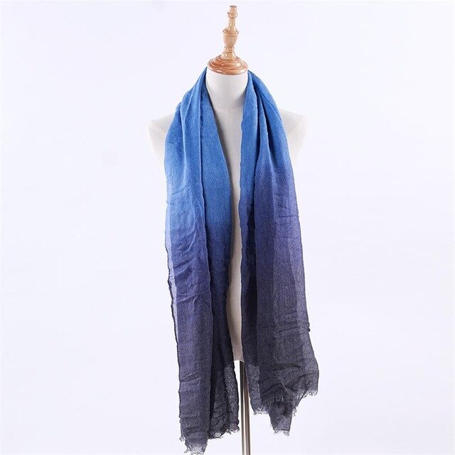 Gradient cotton and linen contrast rainbow oversized shawl