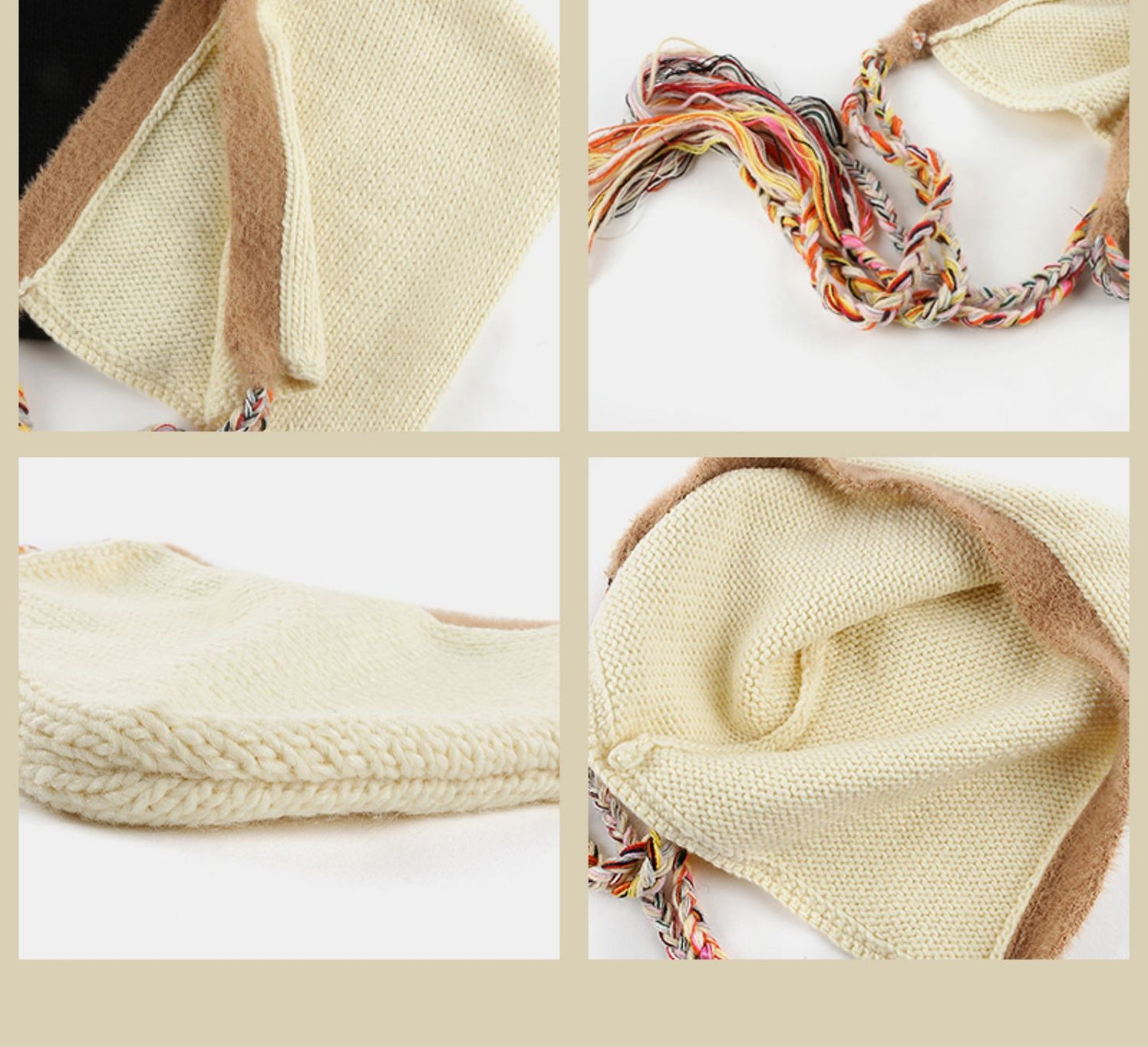 Rainbow Tassel Braid Contrast Wool Hat