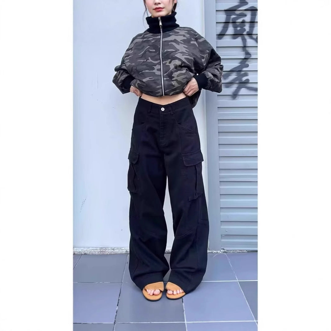 High-street Vintage Relaxed-fit Wide-leg Casual Pants