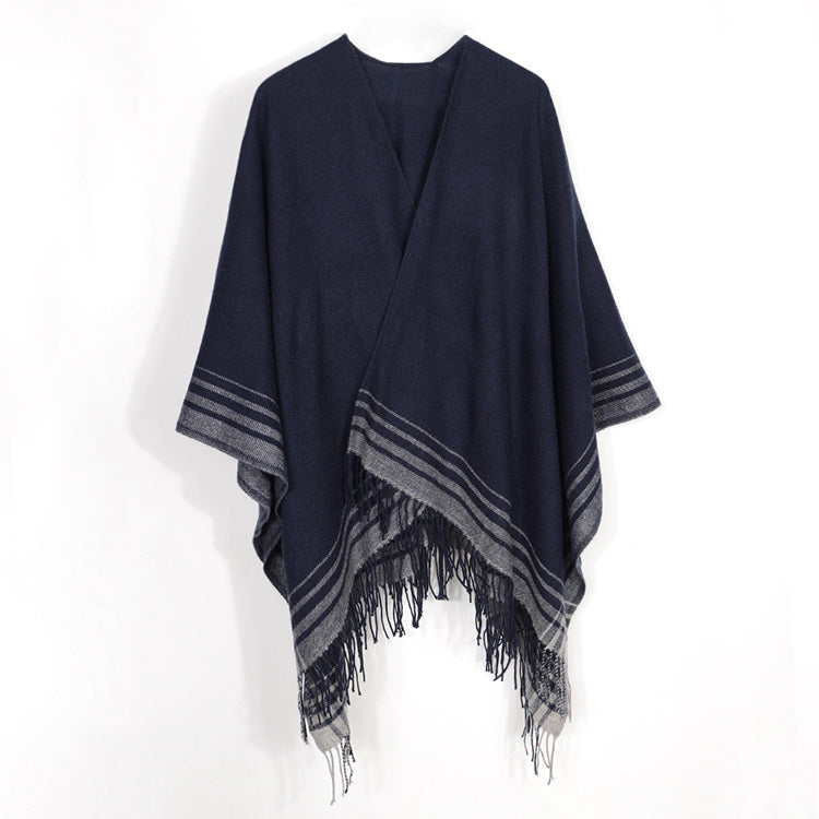 Plain striped cloak
