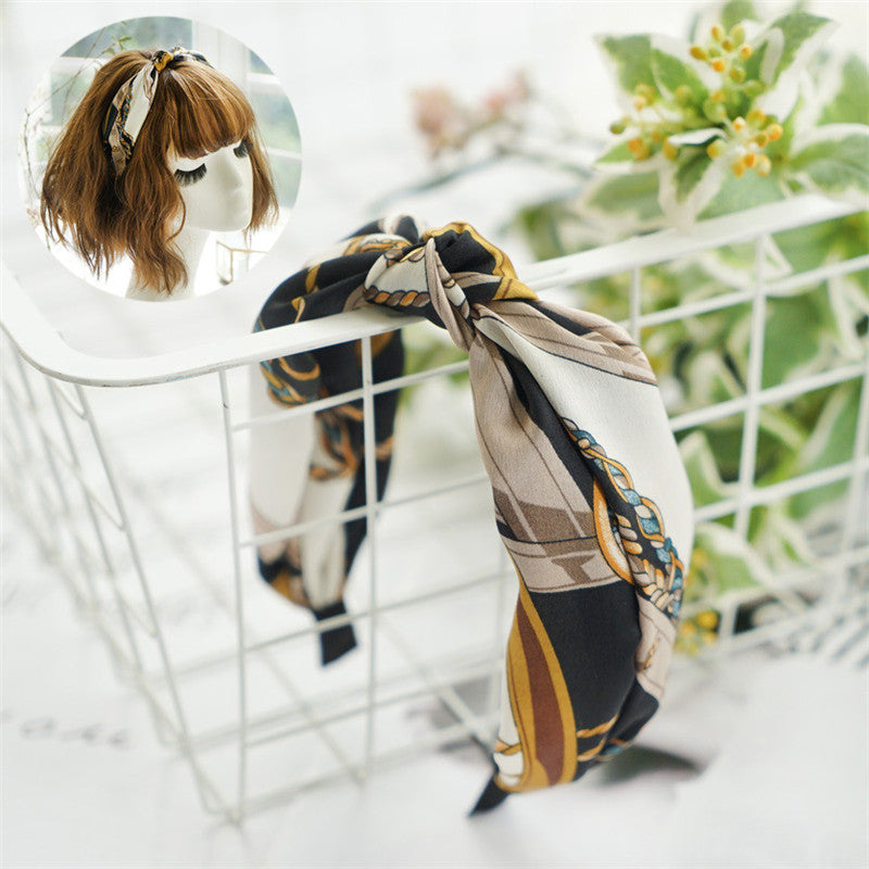 Retro Japanese Style knotted Headband Korean Print