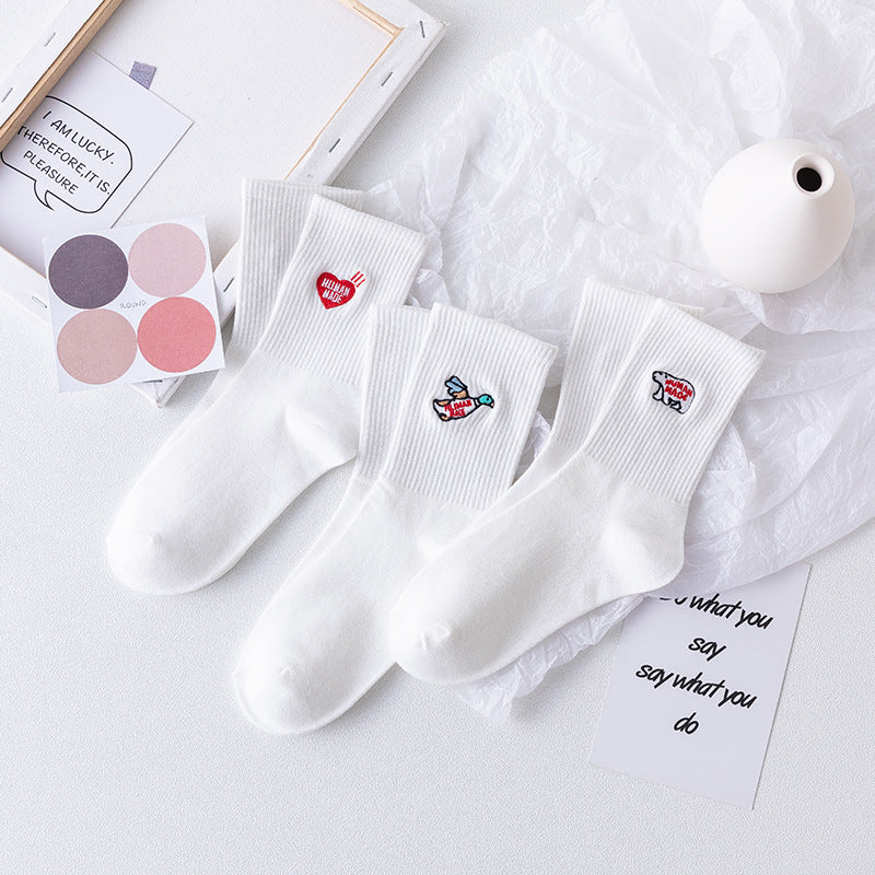 Solid Sock Embroidery Polar Bear