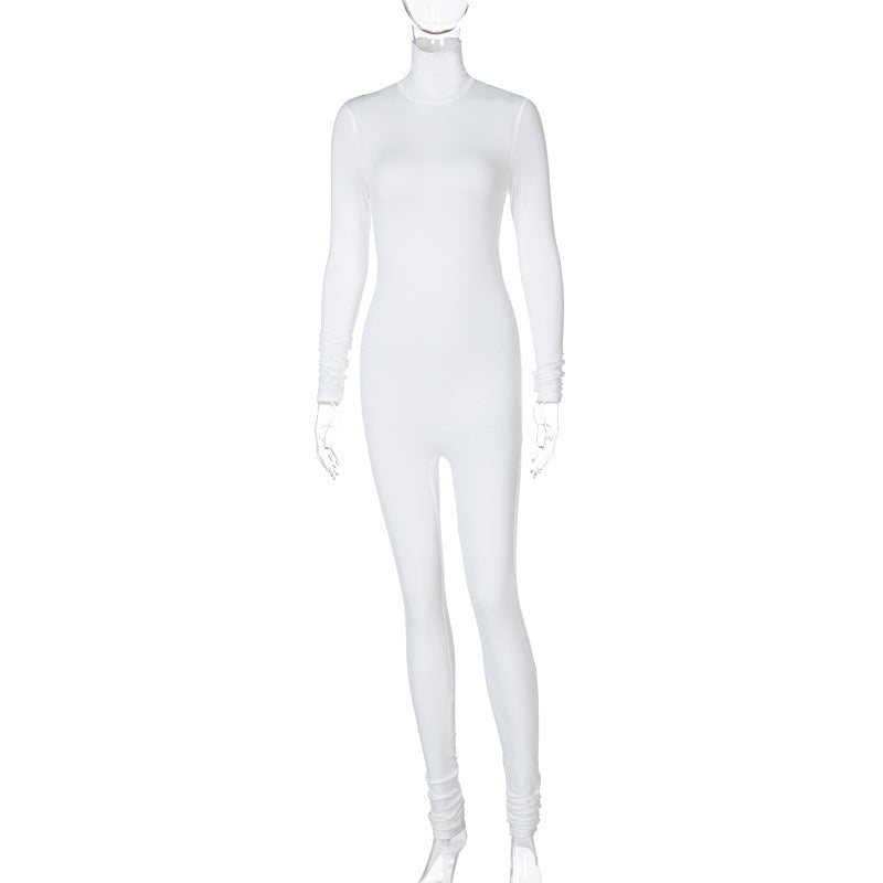 Ensfarvet Skinny Sports Fitness Jumpsuit