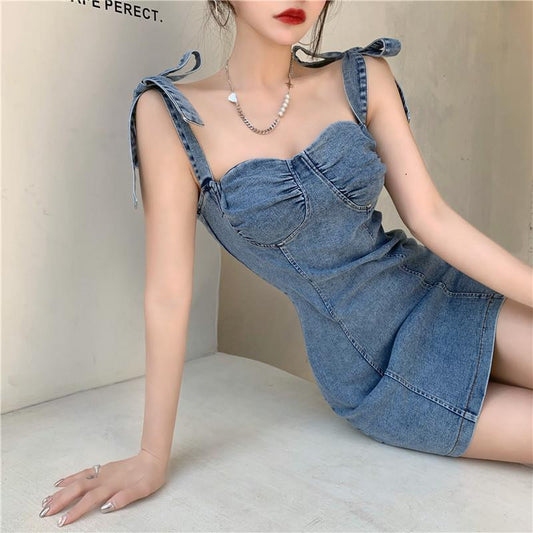 Hong Kong-style Retro Sexy Tube Top Slip Dress