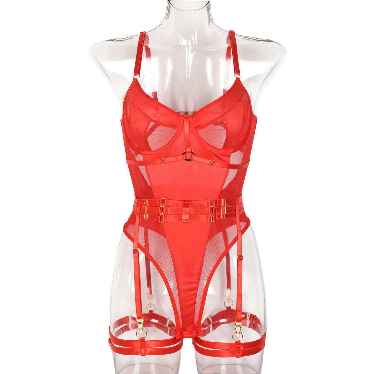 Sheer Mesh Lingerie With A Push-up Design Open-back Shaping