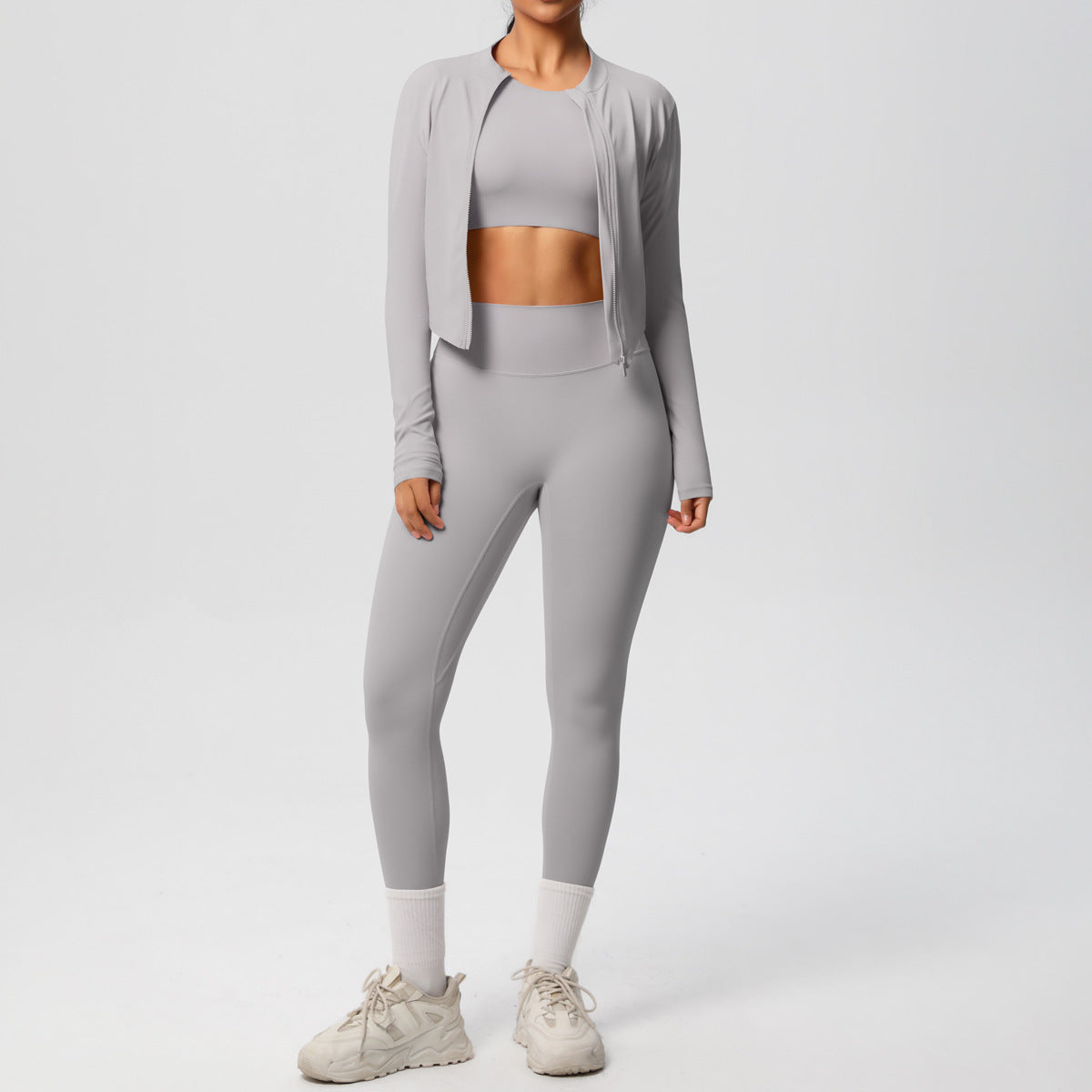Breathable, Form-fitting Workout Jacket And Three-piece Set