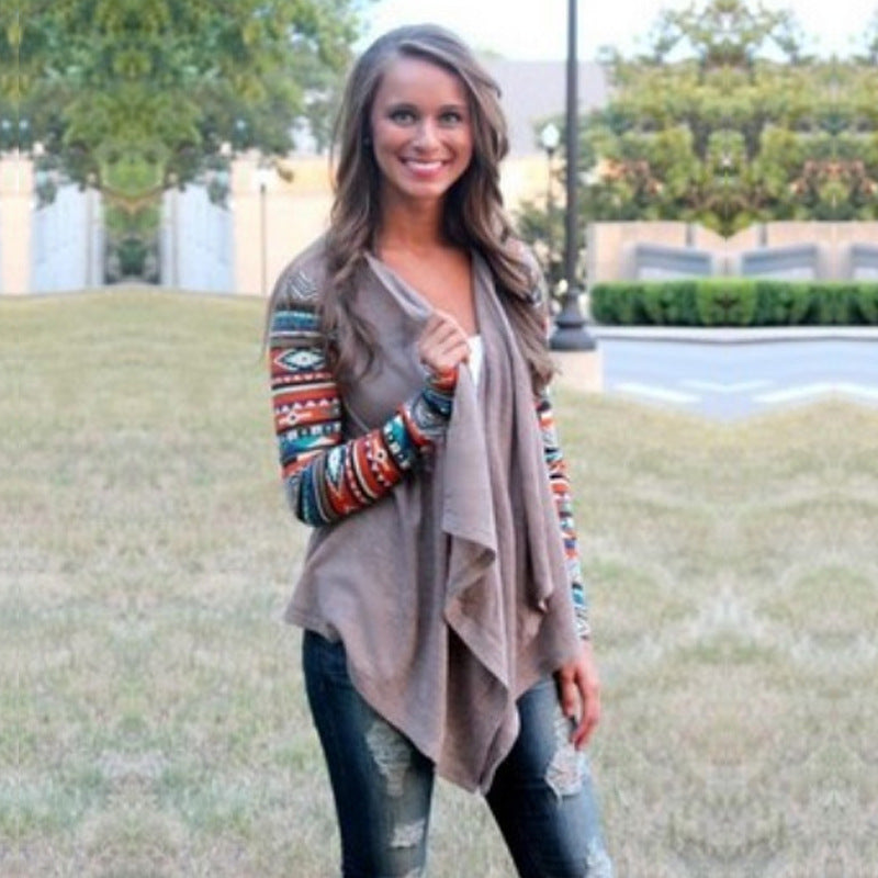 Sell fashion stitching loose casual irregular mesh coat
