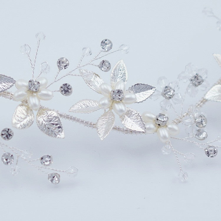European And American Silver Imitation Pearl Headband Wedding Accessories