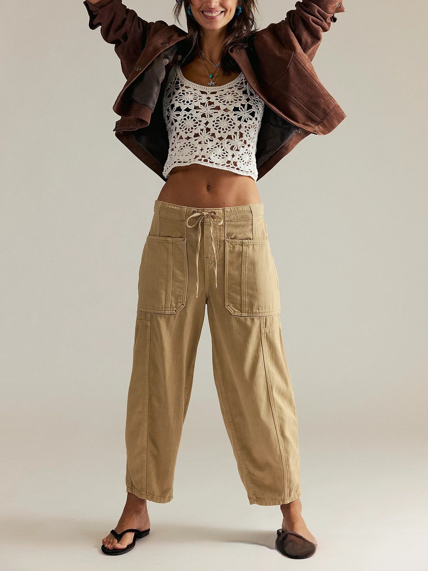 Casual Loose Low-Waist Barrel-Shape Womens Jeans