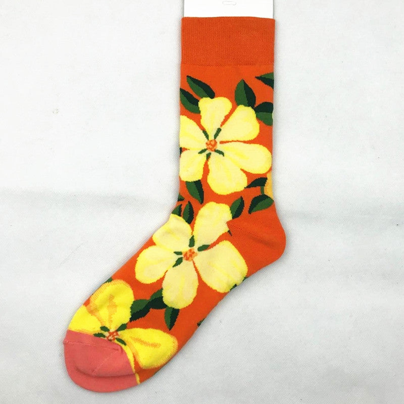 Mid tube ladies cotton cartoon socks jacquard socks