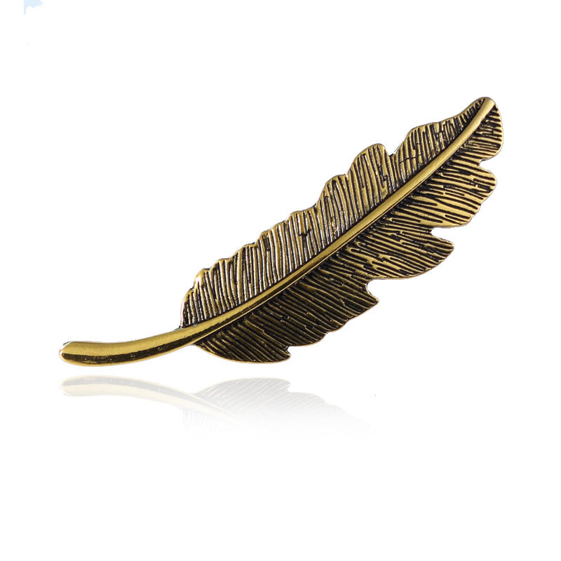 Europe and the United States big leaves feather hairpin fashion lady personality design leaf feather hairpin