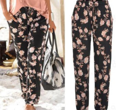 Loose printed high waist trousers