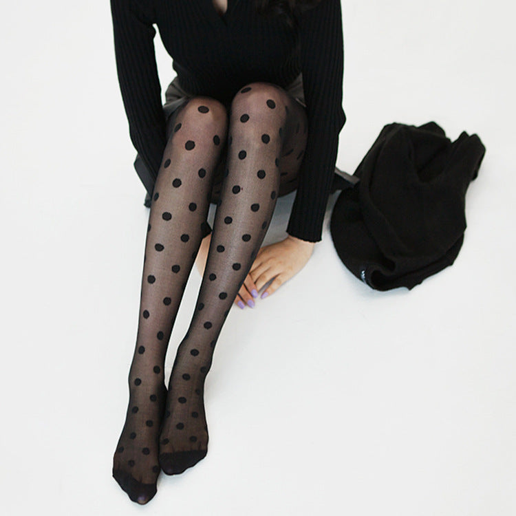 Big wave point big dot ultra-thin jacquard stockings pantyhose