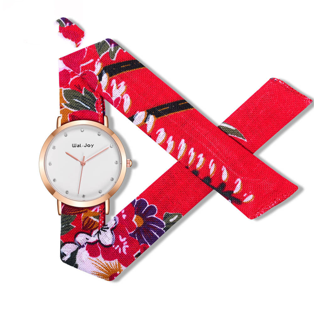 Creative Watch Printed Cloth Belt Waterproof
