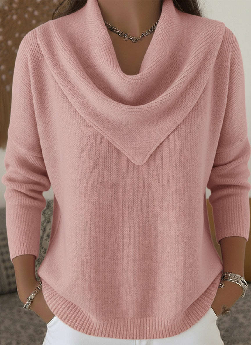 Womens Solid-color Long-sleeve Sweater Top