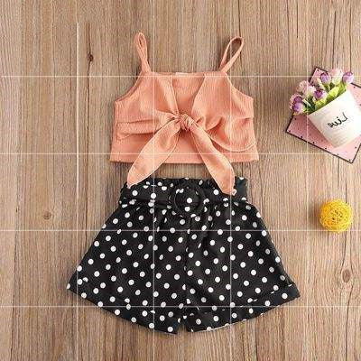 crop top  polka dot shorts suit