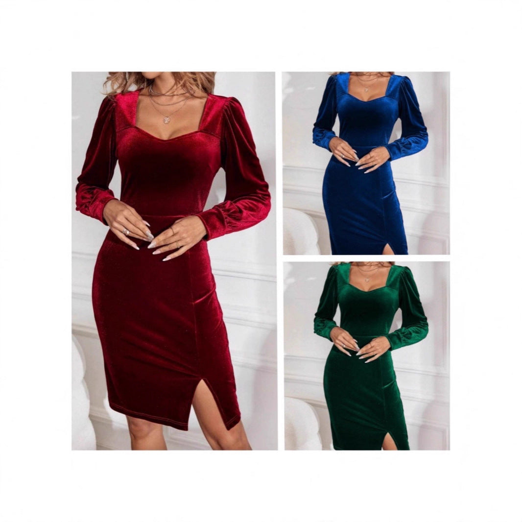 Elegant Velvet Long Sleeve Dress