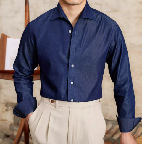 British Fashion Men's Casual Gentry Denim Long Sleeve Shirt