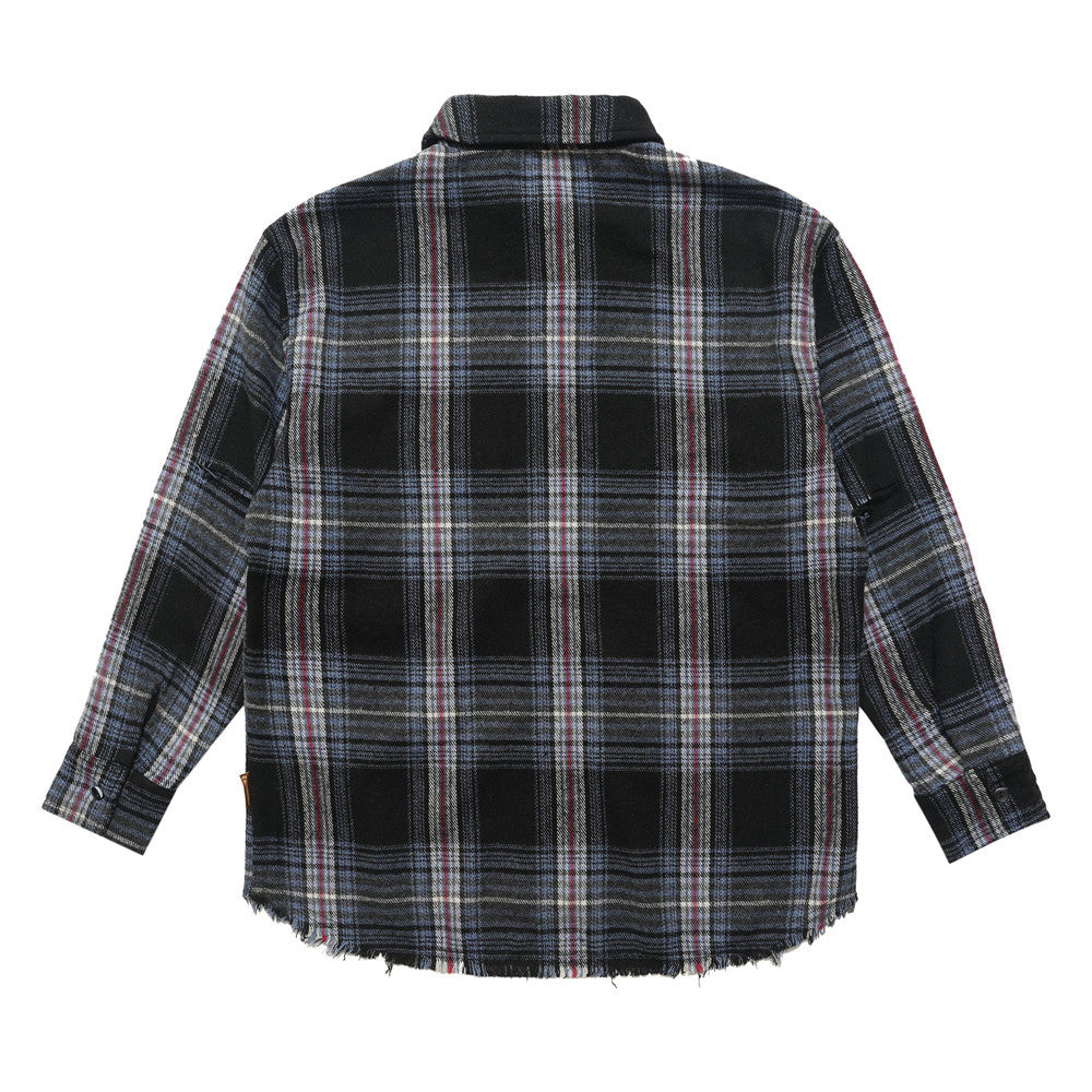 Loose Casual Polo Collar Raw Coconut Embroidered Shirt