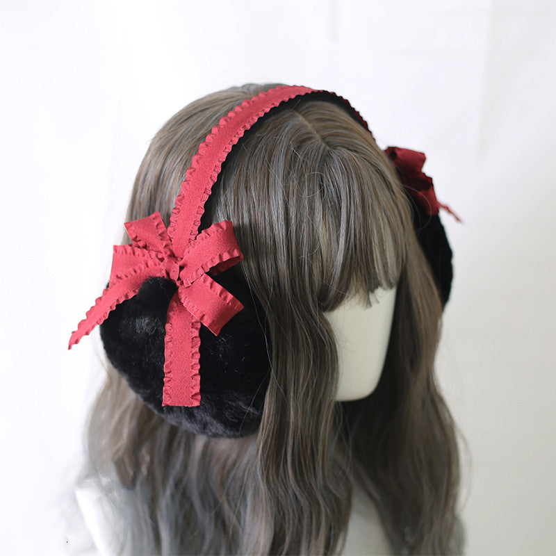 Japanese Lolita Earmuffs Warm Female Cute Bow Folding Ear Bag