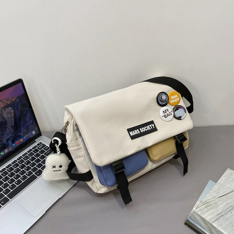 Tooling Korean Style Contrast Color Student Shoulder Bag Japanese-style Retro Color Matching