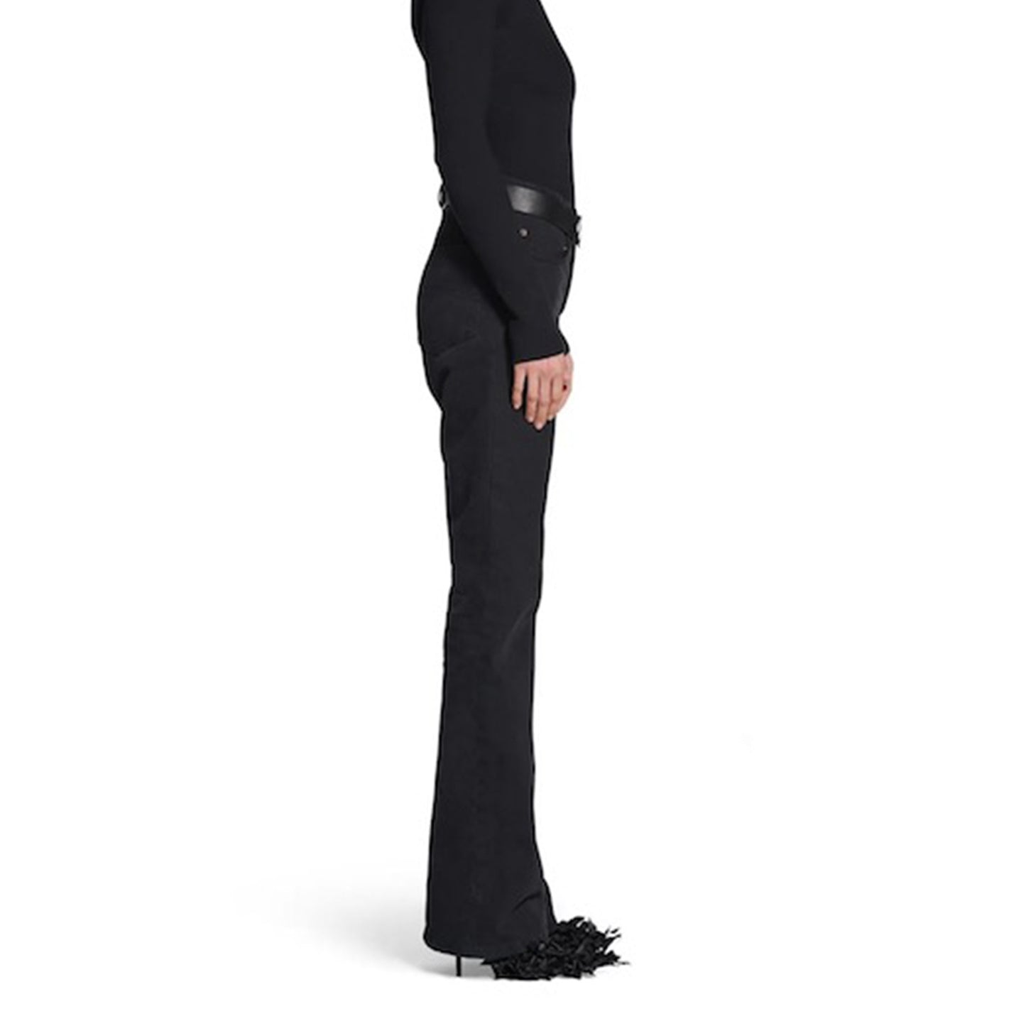 Pure Black Skinny Men's And Women's Same High Street Wide Leg Trendy Jeans