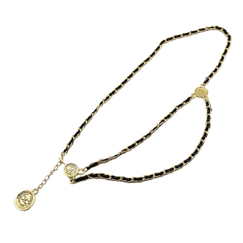 Fashion Metal Stitching Tassel Waist Chain