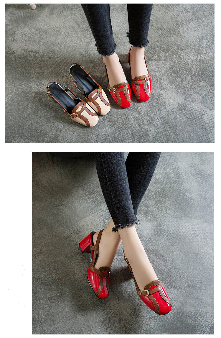 Retro trendy apricot women's shoes