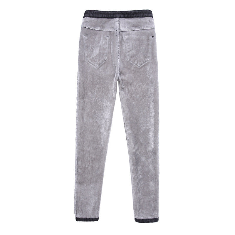 Women's thickened plus velvet jeans