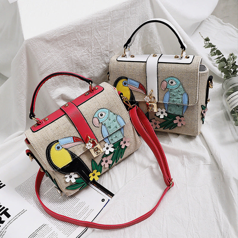 Two color Parrot Bird Decal Single Shoulder Messenger Bag