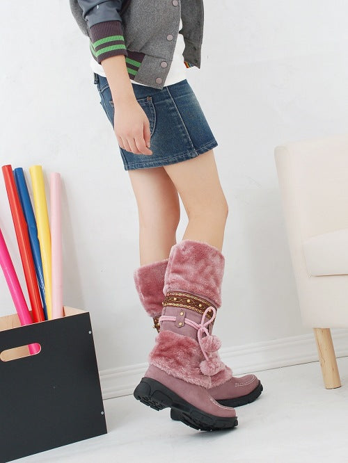 Large size snow boots thick bottom thick wool warm cotton boots