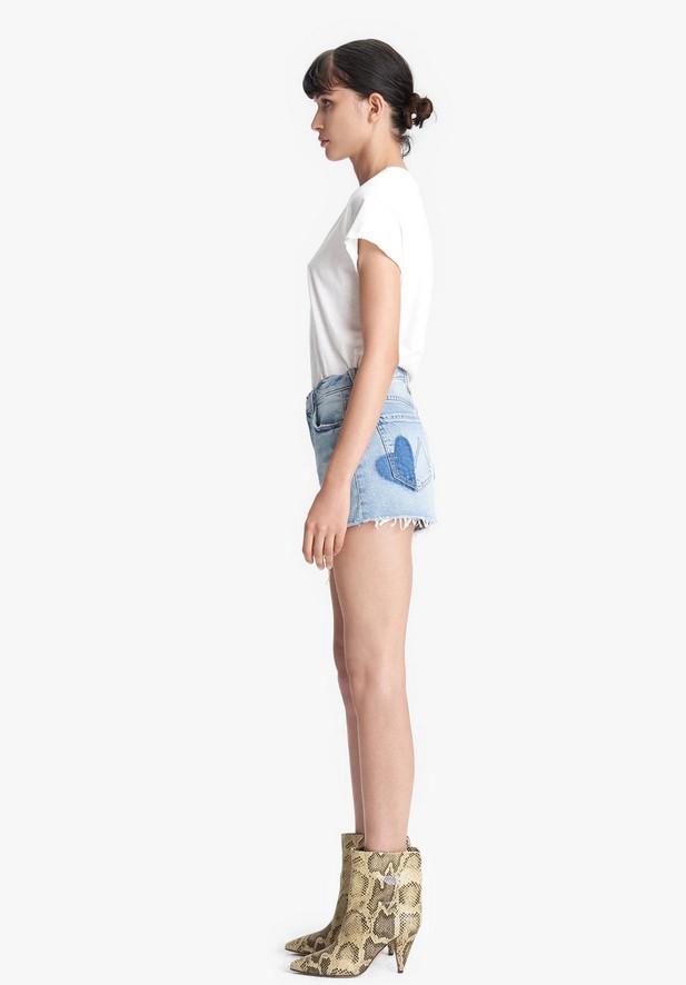 Frayed love high-waisted denim shorts
