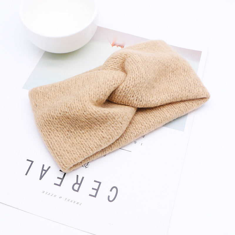 Autumn and winter wool cross hair band