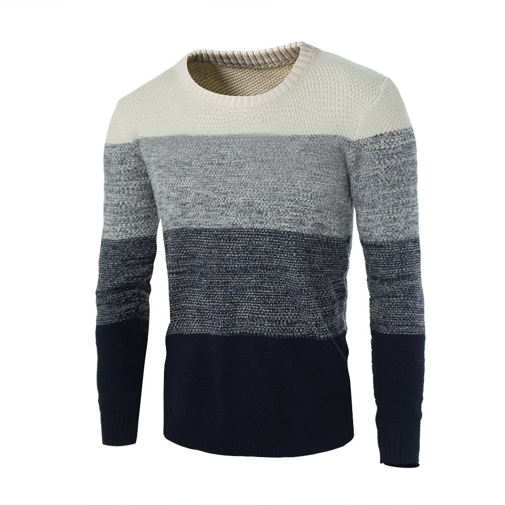 Men's Sweater Pullover British Slim Round Neck Color Matching