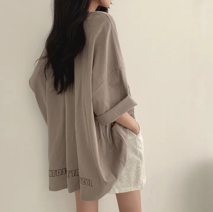 Mid-length Cotton Short-sleeved T-shirt For Women Summer