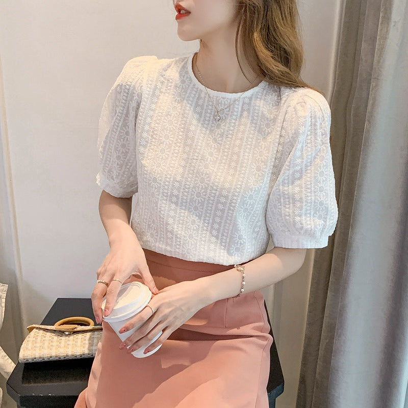 Retro French Small  Puff Sleeve Top