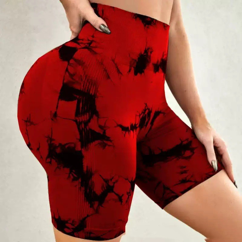 Seamless Tie-dye Sports Tight Shorts