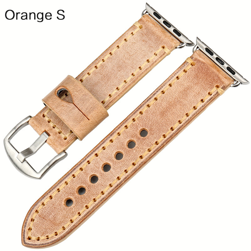 Watch strap with leather