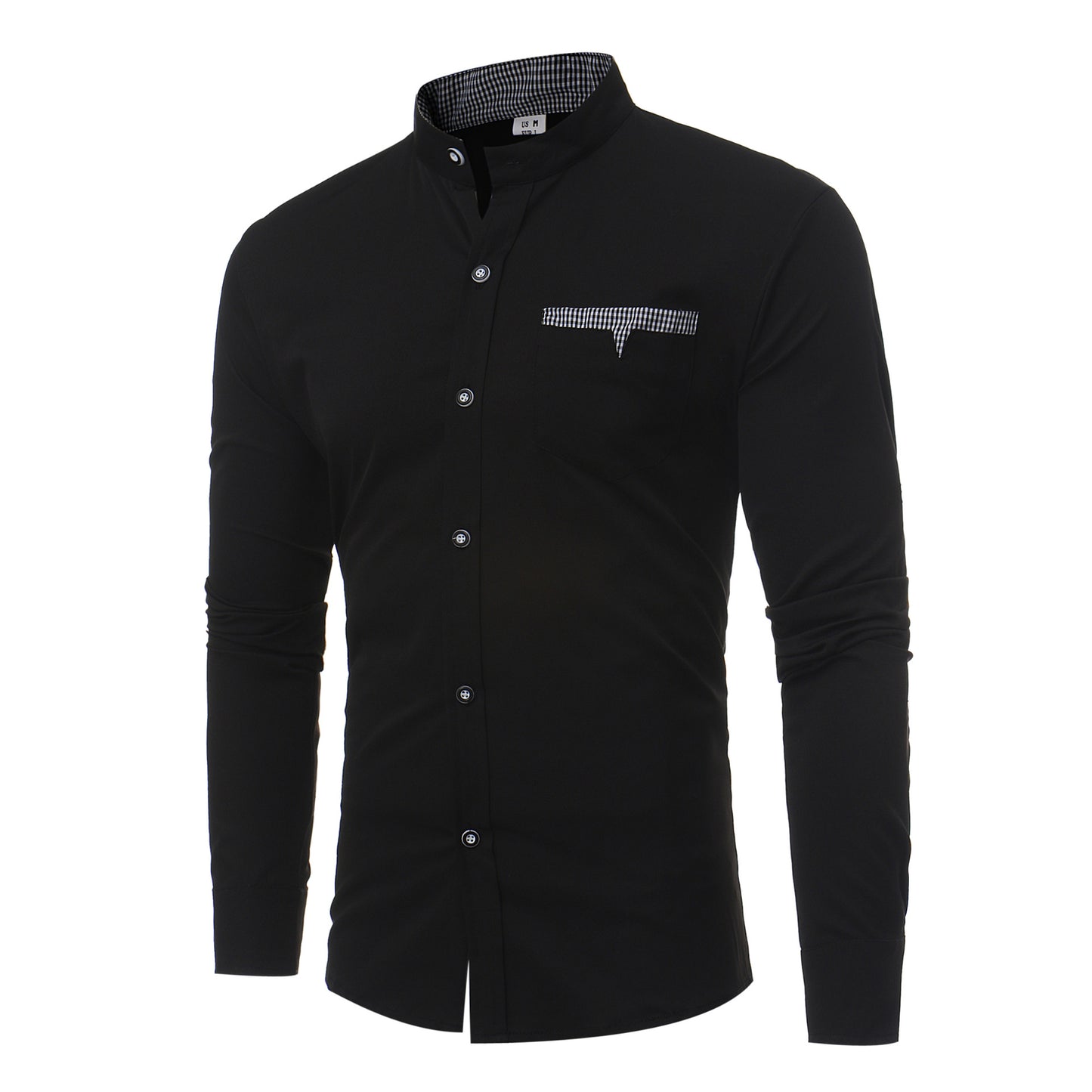 Casual stand collar long sleeve shirt