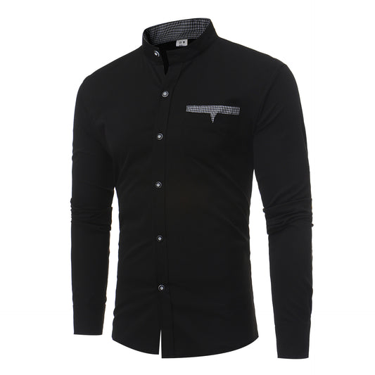 Casual stand collar long sleeve shirt