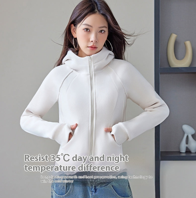 Hooded Sweater Double-sided With Velvet Cardigan Zipper Coat
