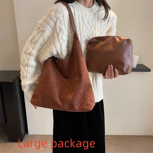 Retro Soft Suede Large Capacity Shoulder Bag