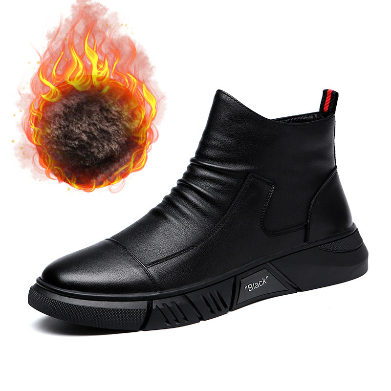 Mid-Cut Short Boots Tooling Men's Shoes Military Boots High-Top Leather Men's Boots