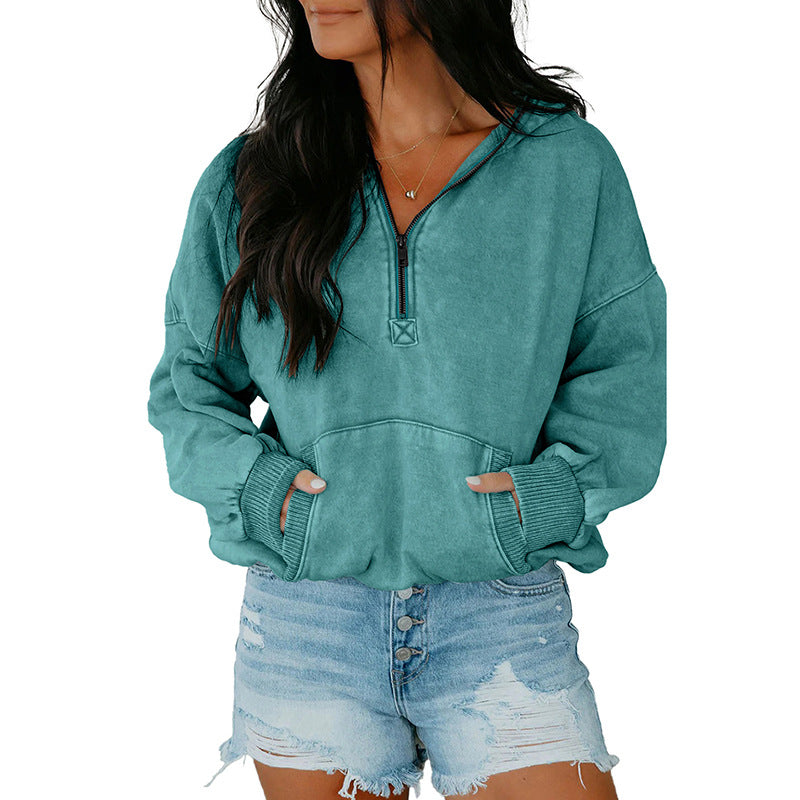 Loose Casual Style Large Pocket Patchwork Sweatshirt