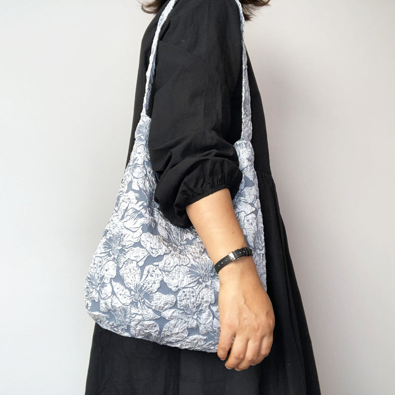 Vintage Rose Cloth Pocket Three-dimensional Jacquard Fabric Fillet Underarm Bag