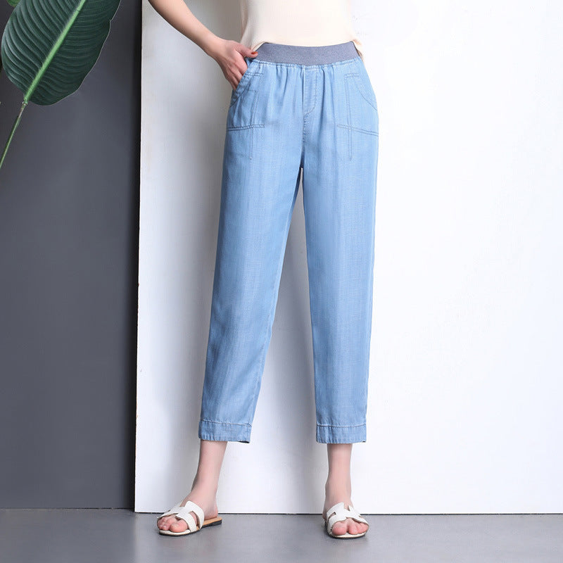 Draped Tencel denim harem pants